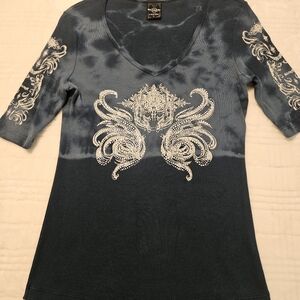 Sledge USA Ribbed Shirt with Rhinestones - L